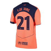 F.DE JONG #21 Authentic Barcelona Third Away Soccer Jersey 25/26 Orange- UCL